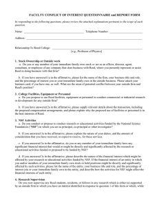 FACULTY CONFLICT OF INTEREST QUESTIONNAIRE and REPORT FORM
