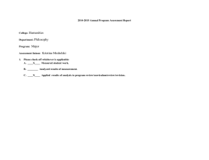 Philosophy Annual Assessment Report 2014-2015