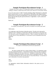 Sample Participant Recruitment Script - 1