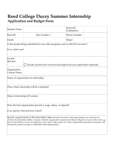 Reed College Ducey Summer Internship Application and Budget Form