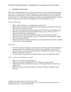 Reed Writing Workshop Handout: Identifying Your Personal Narrative