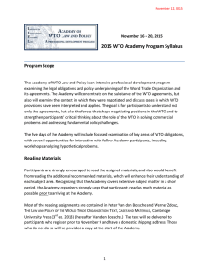 2015 WTO Academy Program Syllabus Program Scope