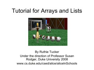 Tutorial for Arrays and Lists