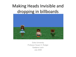 Making Heads Invisible and dropping in billboards Duke University Professor Susan H. Rodger