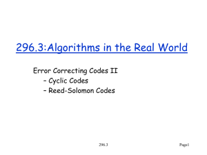 Reed-Solomon Codes (. ppt )