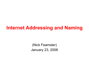 Internet Addressing and Naming (Nick Feamster) January 23, 2008