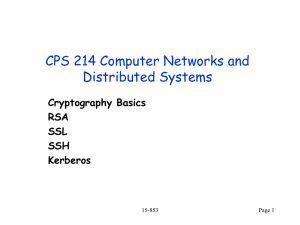CPS 214 Computer Networks and Distributed Systems Cryptography Basics RSA