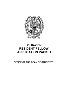 2016-2017 RESIDENT FELLOW APPLICATION PACKET