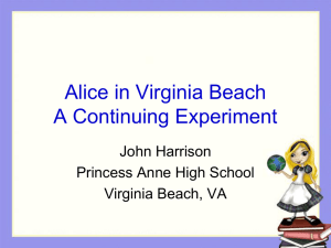 Alice in Virginia Beach A Continuing Experiment John Harrison Princess Anne High School