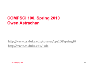 COMPSCI 100, Spring 2010 Owen Astrachan