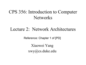 CPS 356: Introduction to Computer Networks Lecture 2:  Network Architectures Xiaowei Yang