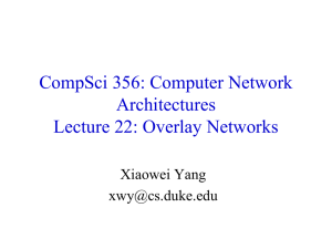 CompSci 356: Computer Network Architectures Lecture 22: Overlay Networks Xiaowei Yang