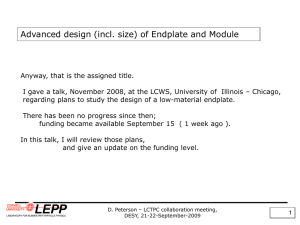 Advanced design (incl. size) of Endplate and Module