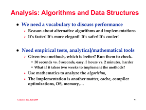 Analysis: Algorithms and Data Structures