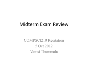 Midterm Exam Review COMPSCI210 Recitation 5 Oct 2012 Vamsi Thummala