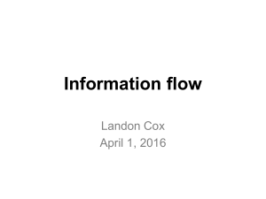 Information flow Landon Cox April 1, 2016