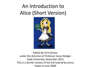 An Introduction to Alice (Short Version)