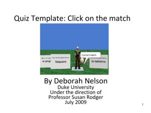 Quiz Template: Click on the match By Deborah Nelson Duke University