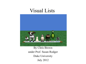 Visual Lists By Chris Brown under Prof. Susan Rodger Duke University