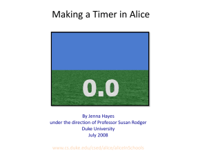 Making a Timer in Alice By Jenna Hayes Duke University