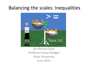 Balancing the scales: Inequalities By Melissa Dalis Professor Susan Rodger Duke University