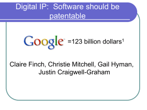 Digital IP:  Software should be patentable =123 billion dollars