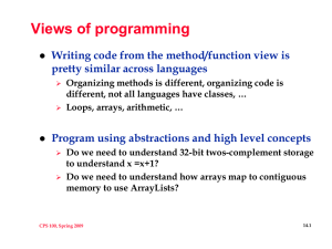 Views of programming Writing code from the method/function view is