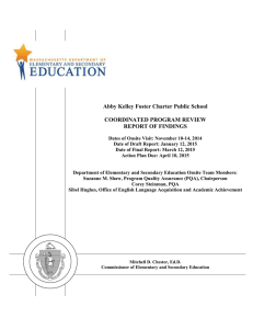 Abby Kelley Foster Charter Public School  COORDINATED PROGRAM REVIEW REPORT OF FINDINGS