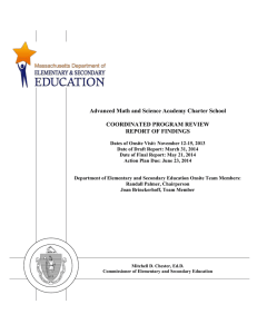Advanced Math and Science Academy Charter School  COORDINATED PROGRAM REVIEW