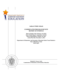 Amherst Public Schools  COORDINATED PROGRAM REVIEW REPORT OF FINDINGS