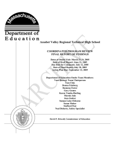 Assabet Valley Regional Technical High School COORDINATED PROGRAM REVIEW