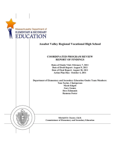 Assabet Valley Regional Vocational High School  COORDINATED PROGRAM REVIEW REPORT OF FINDINGS