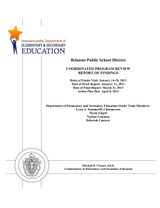 Belmont Public School District  COORDINATED PROGRAM REVIEW REPORT OF FINDINGS