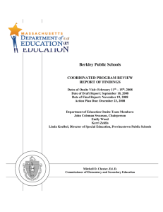 Berkley Public Schools  COORDINATED PROGRAM REVIEW REPORT OF FINDINGS