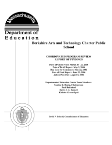 Berkshire Arts and Technology Charter Public School  COORDINATED PROGRAM REVIEW