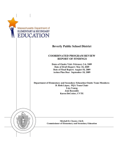 Beverly Public School District  COORDINATED PROGRAM REVIEW REPORT OF FINDINGS