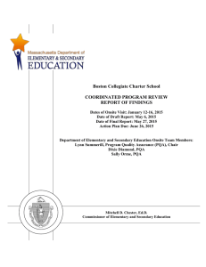 Boston Collegiate Charter School  COORDINATED PROGRAM REVIEW REPORT OF FINDINGS