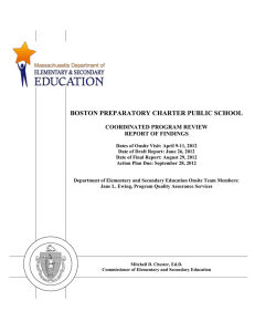 BOSTON PREPARATORY CHARTER PUBLIC SCHOOL  COORDINATED PROGRAM REVIEW REPORT OF FINDINGS
