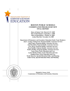 BOSTON PUBLIC SCHOOLS COORDINATED PROGRAM REVIEW FINAL REPORT