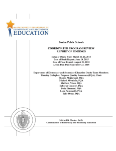 Boston Public Schools  COORDINATED PROGRAM REVIEW REPORT OF FINDINGS