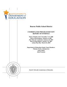 Bourne Public School District  COORDINATED PROGRAM REVIEW REPORT OF FINDINGS