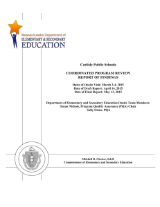 Carlisle Public Schools  COORDINATED PROGRAM REVIEW REPORT OF FINDINGS