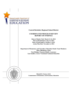 Central Berkshire Regional School District  COORDINATED PROGRAM REVIEW REPORT OF FINDINGS
