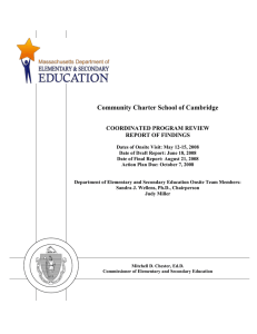 Community Charter School of Cambridge  COORDINATED PROGRAM REVIEW REPORT OF FINDINGS