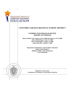 CONCORD-CARLISLE REGIONAL SCHOOL DISTRICT  COORDINATED PROGRAM REVIEW REPORT OF FINDINGS
