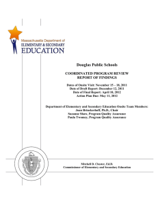 Douglas Public Schools  COORDINATED PROGRAM REVIEW REPORT OF FINDINGS