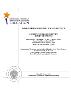 DOVER-SHERBORN PUBLIC SCHOOL DISTRICT  COORDINATED PROGRAM REVIEW REPORT OF FINDINGS