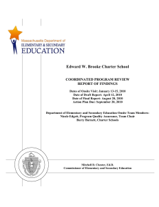 Edward W. Brooke Charter School  COORDINATED PROGRAM REVIEW REPORT OF FINDINGS