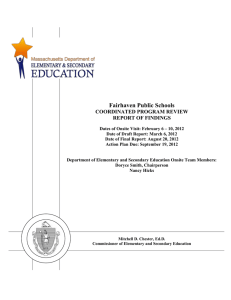 Fairhaven Public Schools  COORDINATED PROGRAM REVIEW REPORT OF FINDINGS