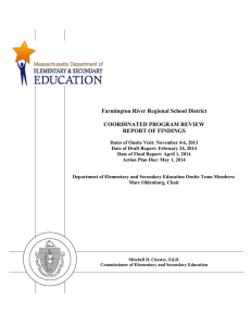 Farmington River Regional School District  COORDINATED PROGRAM REVIEW REPORT OF FINDINGS